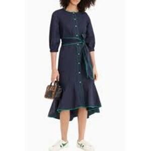J. Crew Navy and Green Midi Dress